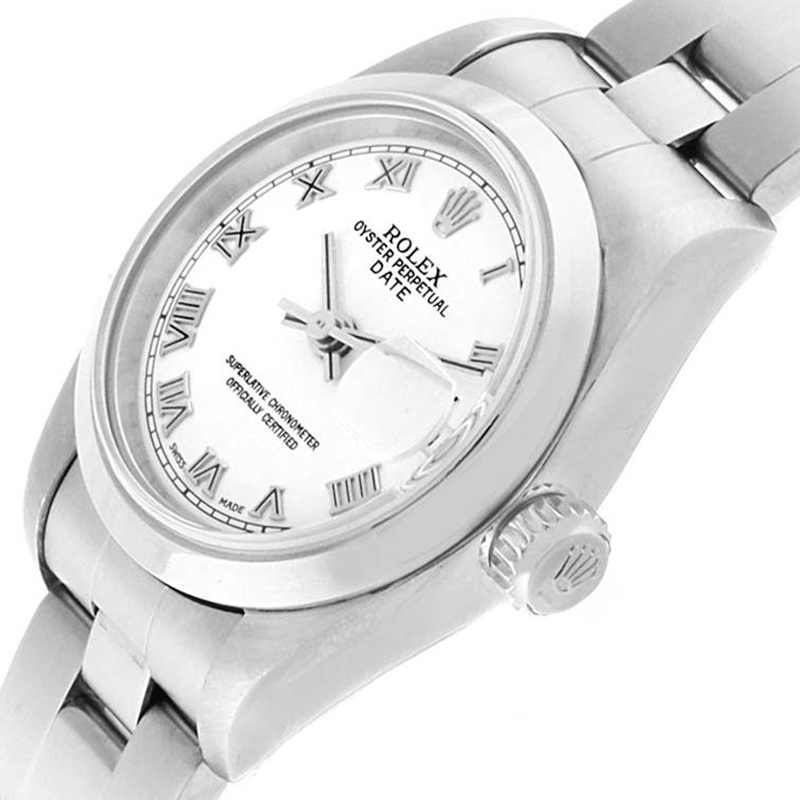 

Rolex White Stainless Steel Date