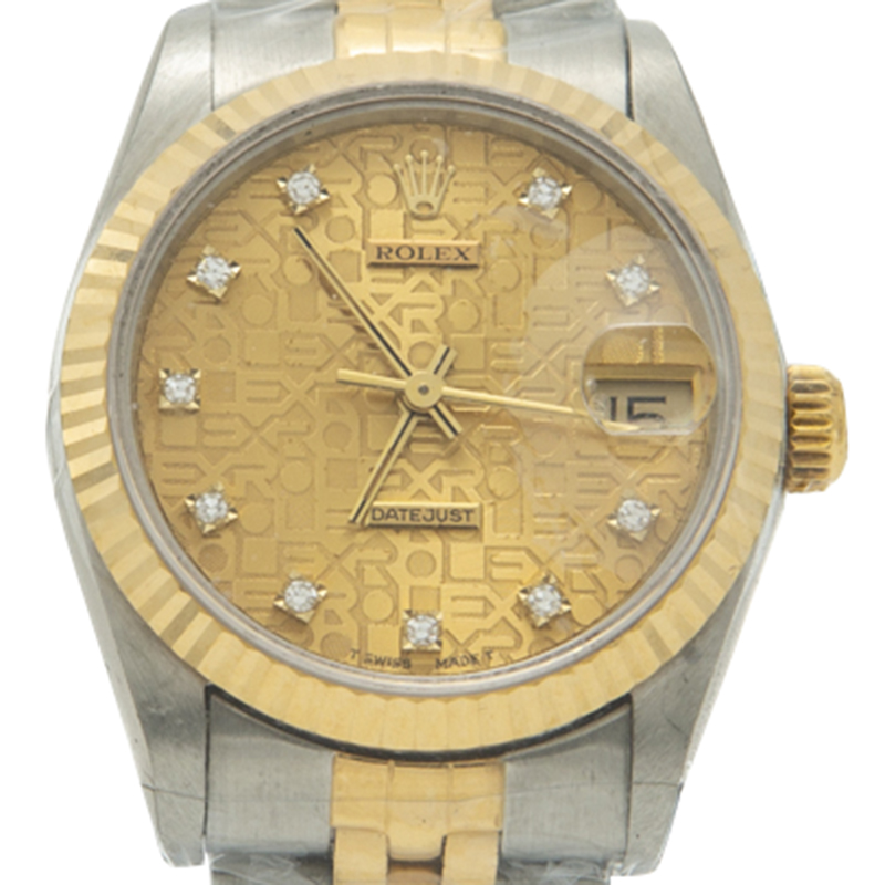 

Rolex Champagne Steel & Yellow Gold Datejust Diamonds Women'S Watch