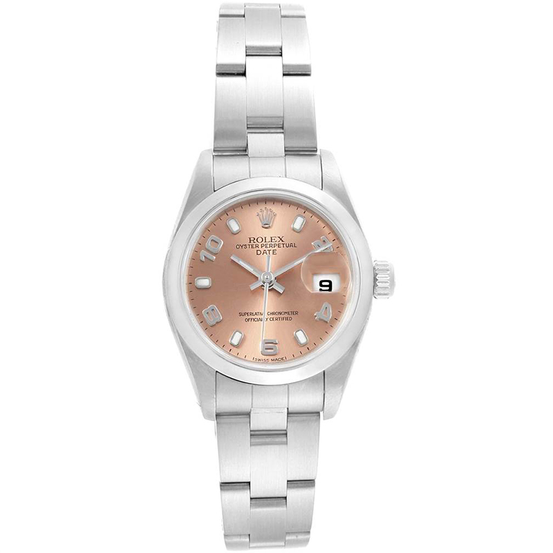 Pre Owned Rolex Salmon Stainless Steel Date 79160 Women's Wristwatch 26MM