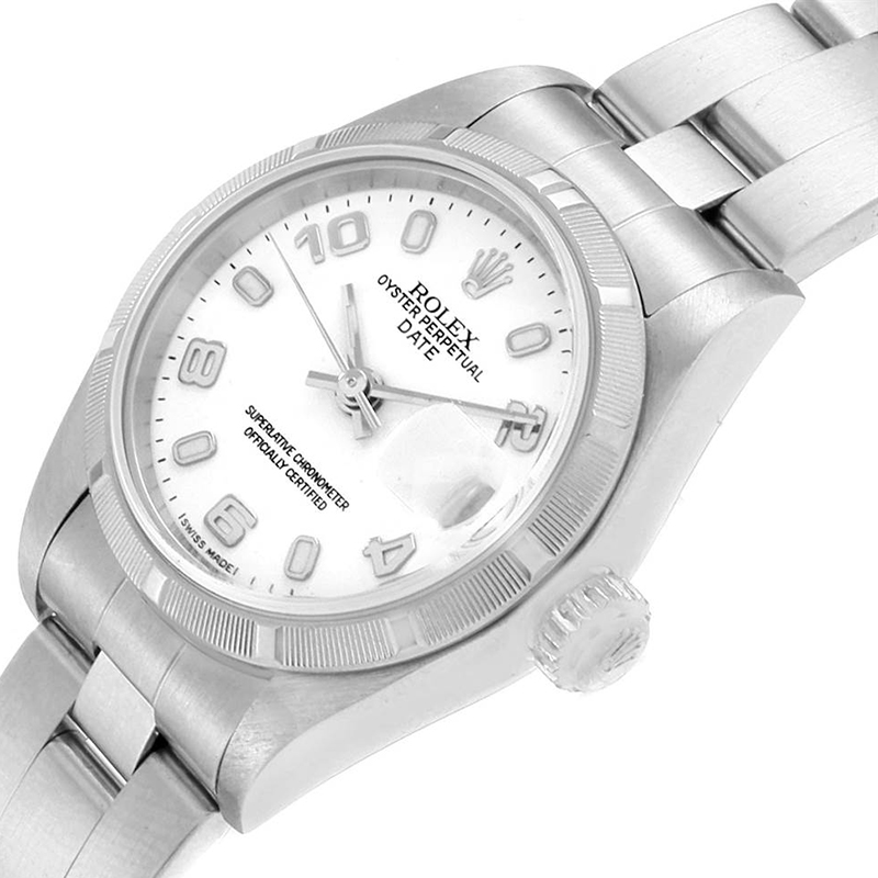 

Rolex White Stainless Steel Date