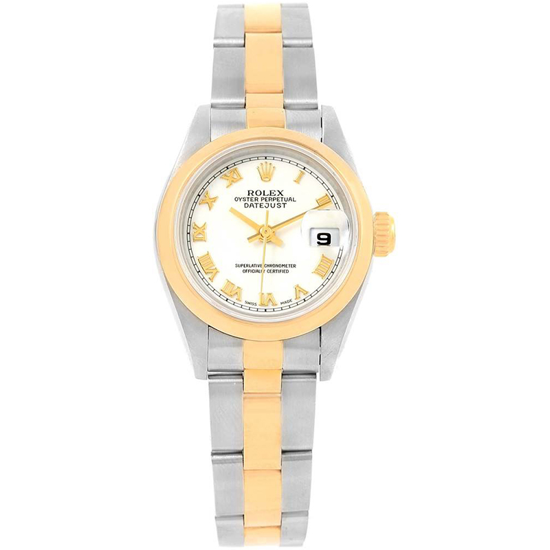 Rolex White 18K Yellow Gold and Stainless Steel Datejust 69163 Women\u0027s Wristwatch 26MM