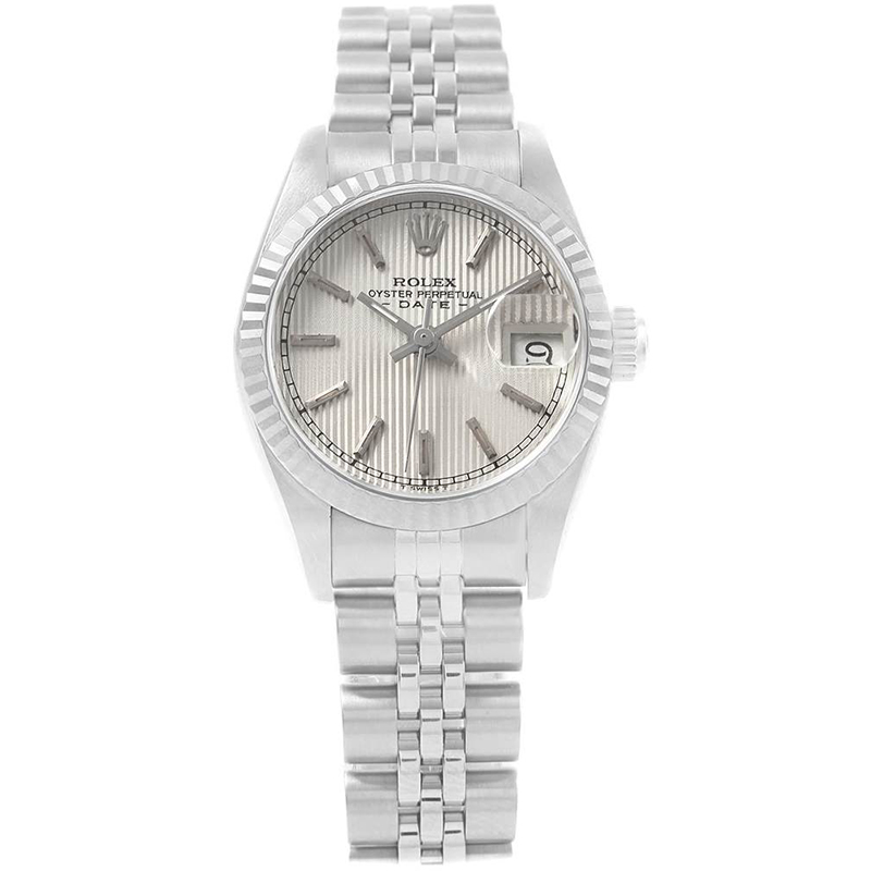 Rolex Silver 18K White Gold and Stainless Steel Datejust 69174 Women's Wristwatch 26MM