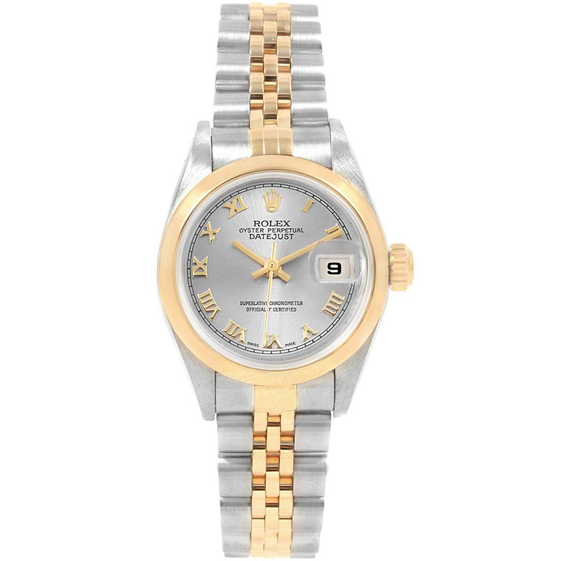 مملوكة مسبقًا Rolex Slate 18K Yellow Gold and Stainless Steel Datejust 79163 Women's Wristwatch 26MM