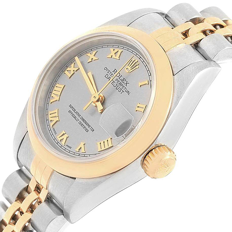 Rolex Slate 18K Yellow Gold and Stainless Steel Datejust 79163 Women's Wristwatch 26MM