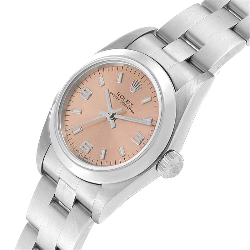 

Rolex Salmon Stainless Steel Oyster Perpetua Nondate 76080 Women's Wristwatch 24M, Brown