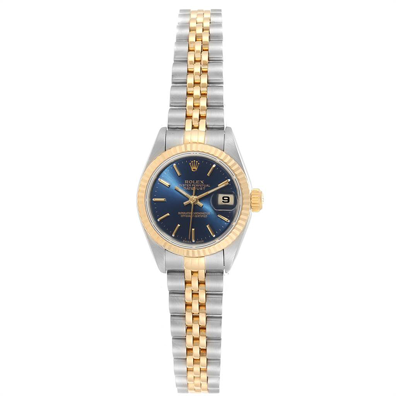 Rolex Blue 18K Yellow Gold and Stainless Steel Datejust 79173 Women's Wristwatch 26MM