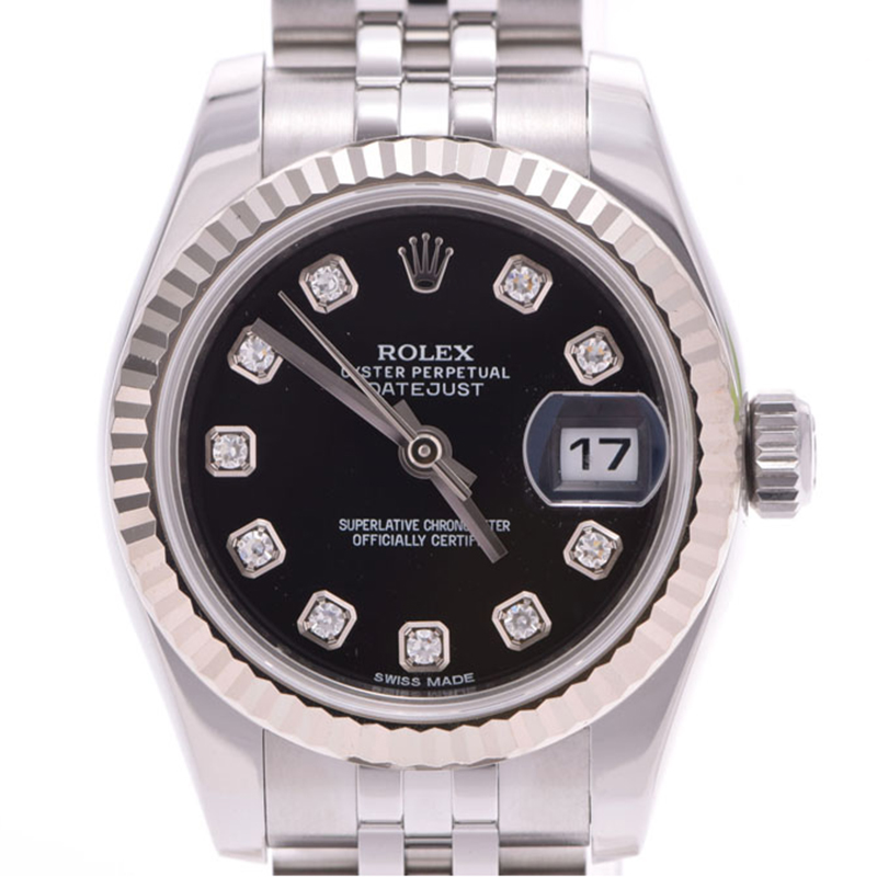 

Rolex Black Diamond White Gold and Stainless Steel Datejust