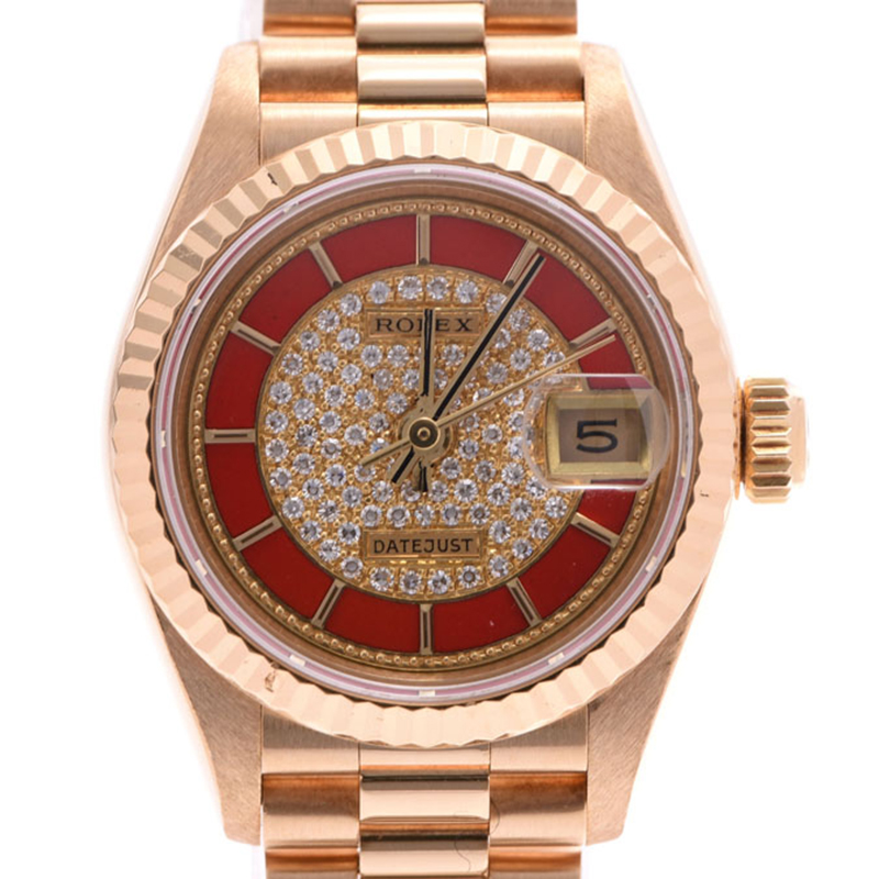 

Rolex Diamond Champagne Yellow Gold Datejust, Red