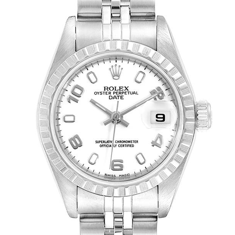 

Rolex White Stainless Steel Date