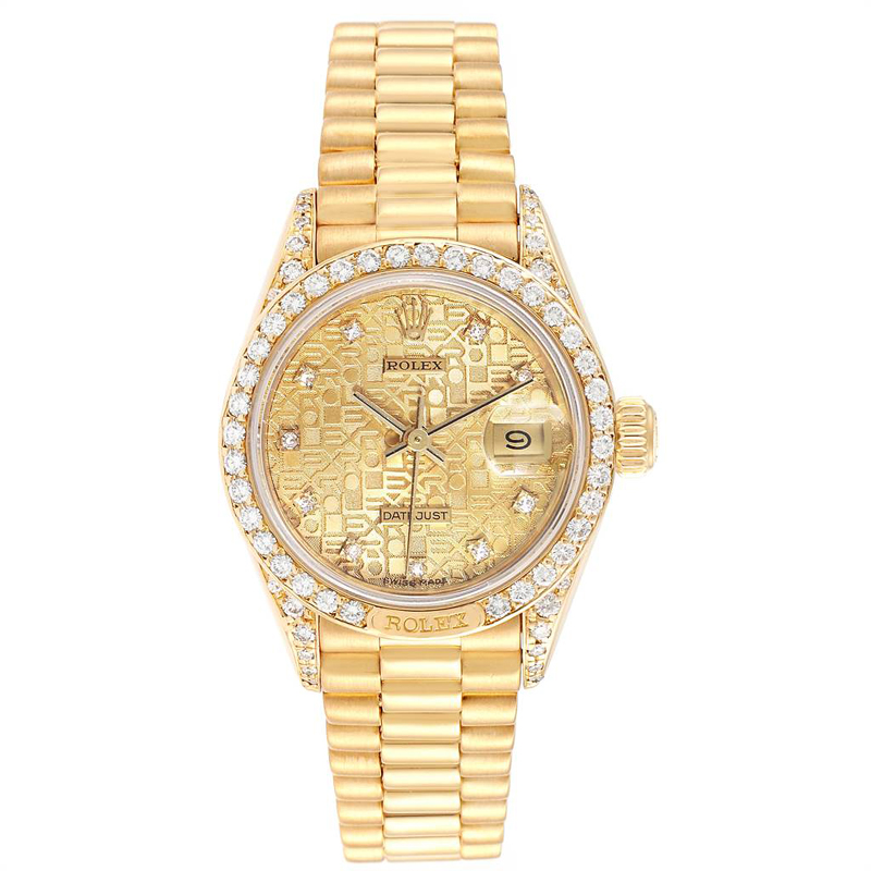 Pre-owned Rolex Champagne Diamonds And18k Yellow Gold Oyester Perpetual ...
