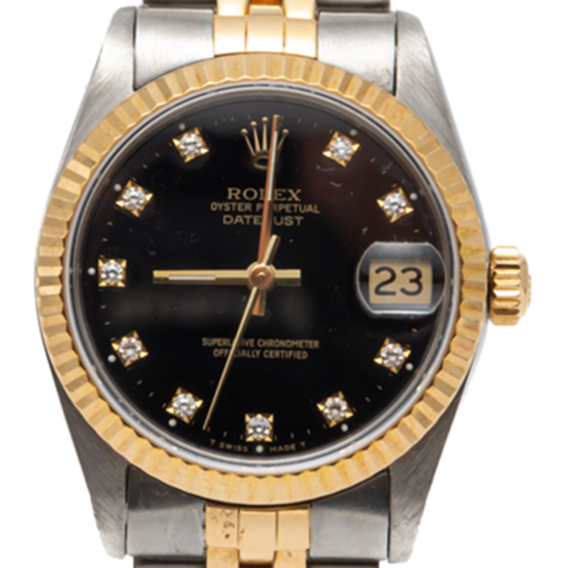 

Rolex Black Datejust Steel & Yellow Gold Diamond Dial Women'S Watch