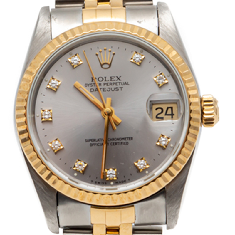 

Rolex Grey Datejust Steel & Yellow Gold Diamond Dial Women's Watch