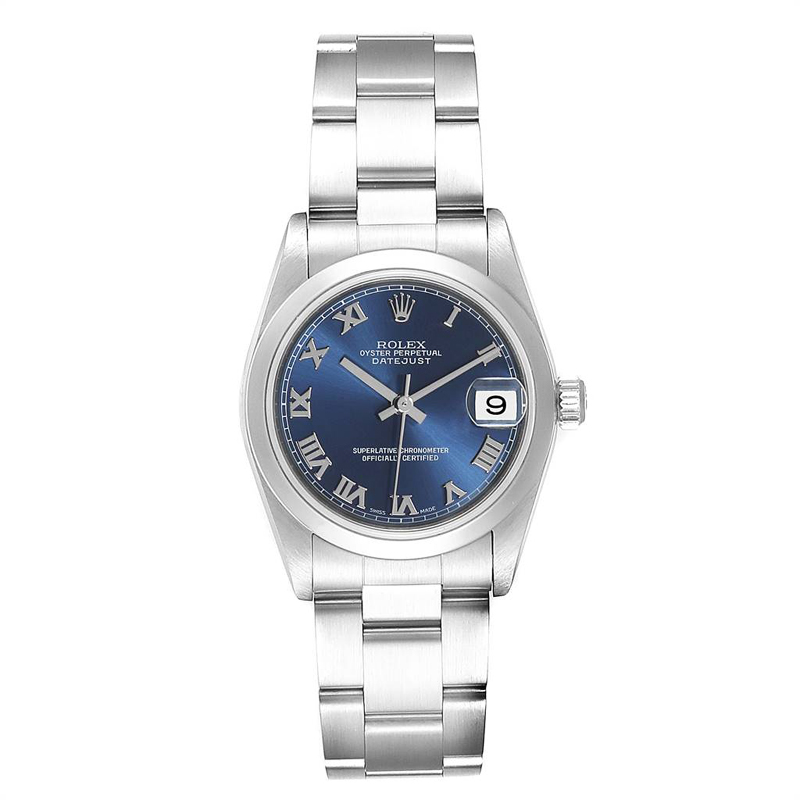 Pre-owned Rolex Blue Stainless Steel Oyster Perpetual Datejust 78240 Women's Wristwatch 31 Mm