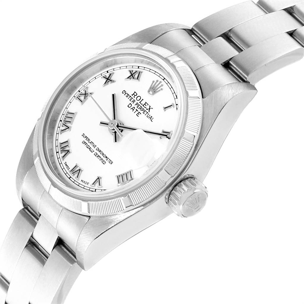 

Rolex White Stainless Steel Date
