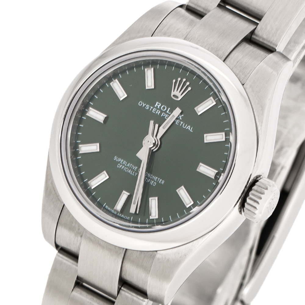 

Rolex Olive Green Stainless Steel Oyster Perpetual, Silver