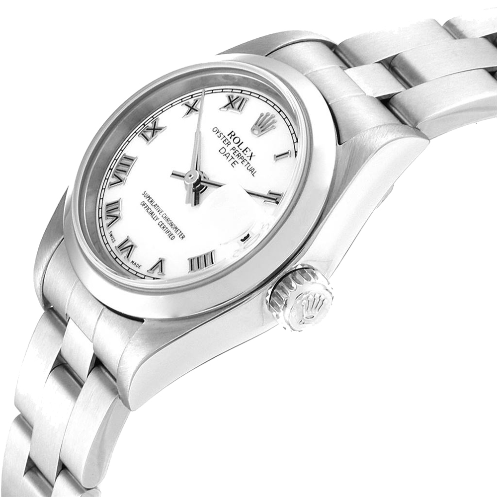 

Rolex White Stainless Steel Date
