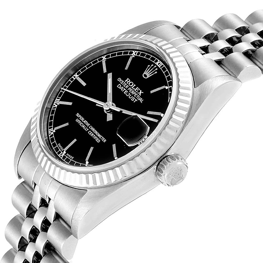 

Rolex Datejust Midsize Steel White Gold Black Dial Ladies Watch