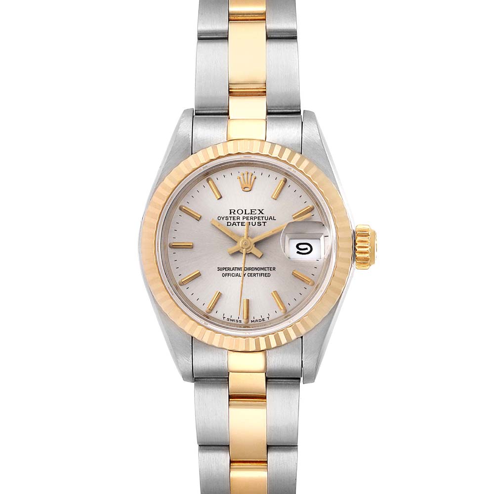 Rolex Silver 18k Yellow Gold And Stainless Steel Datejust 69173 Women S Wristwatch 26 Mm Rolex Tlc