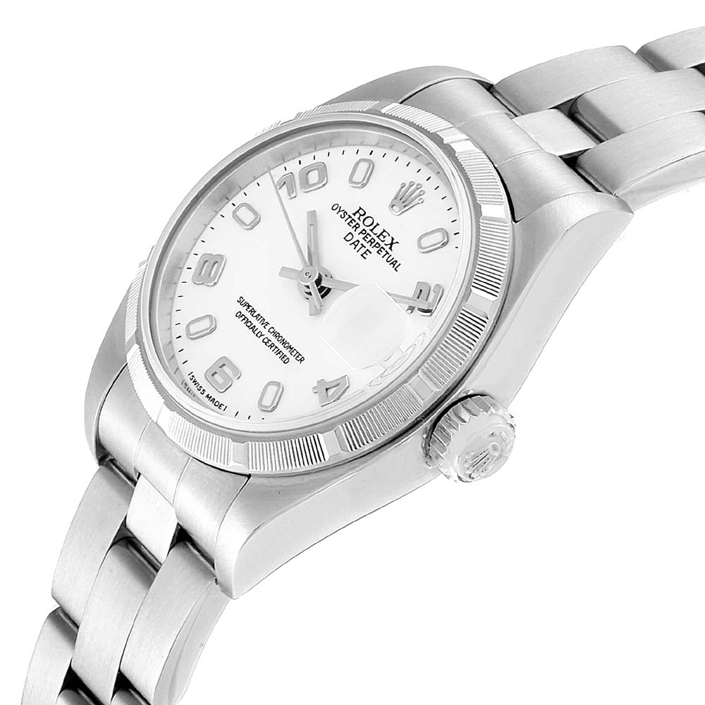 

Rolex White Stainless Steel Oyster Perpetual Date
