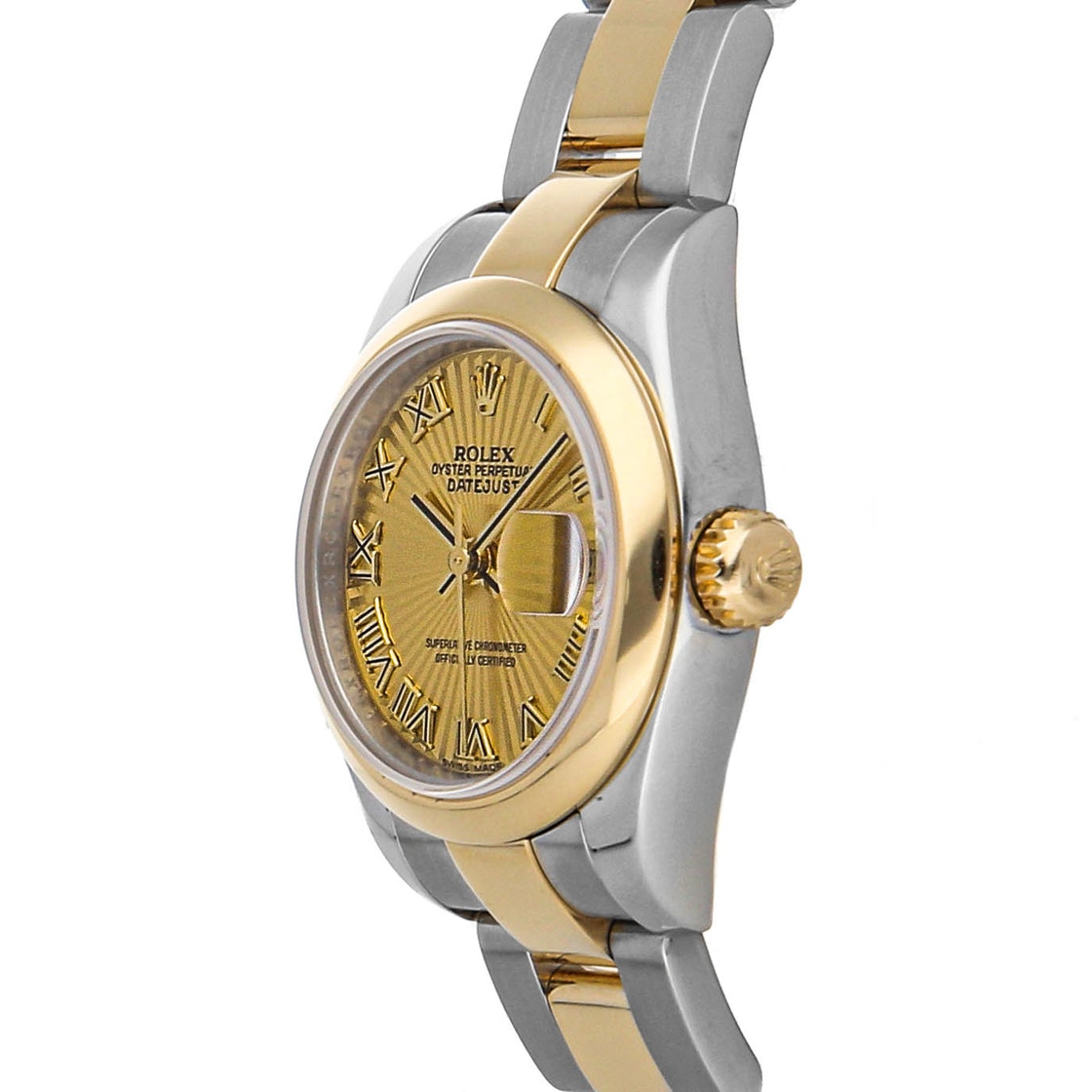 

Rolex Champagne 18K Yellow Gold And Stainless Steel Datejust 179163 Women's Wristwatch 26 MM