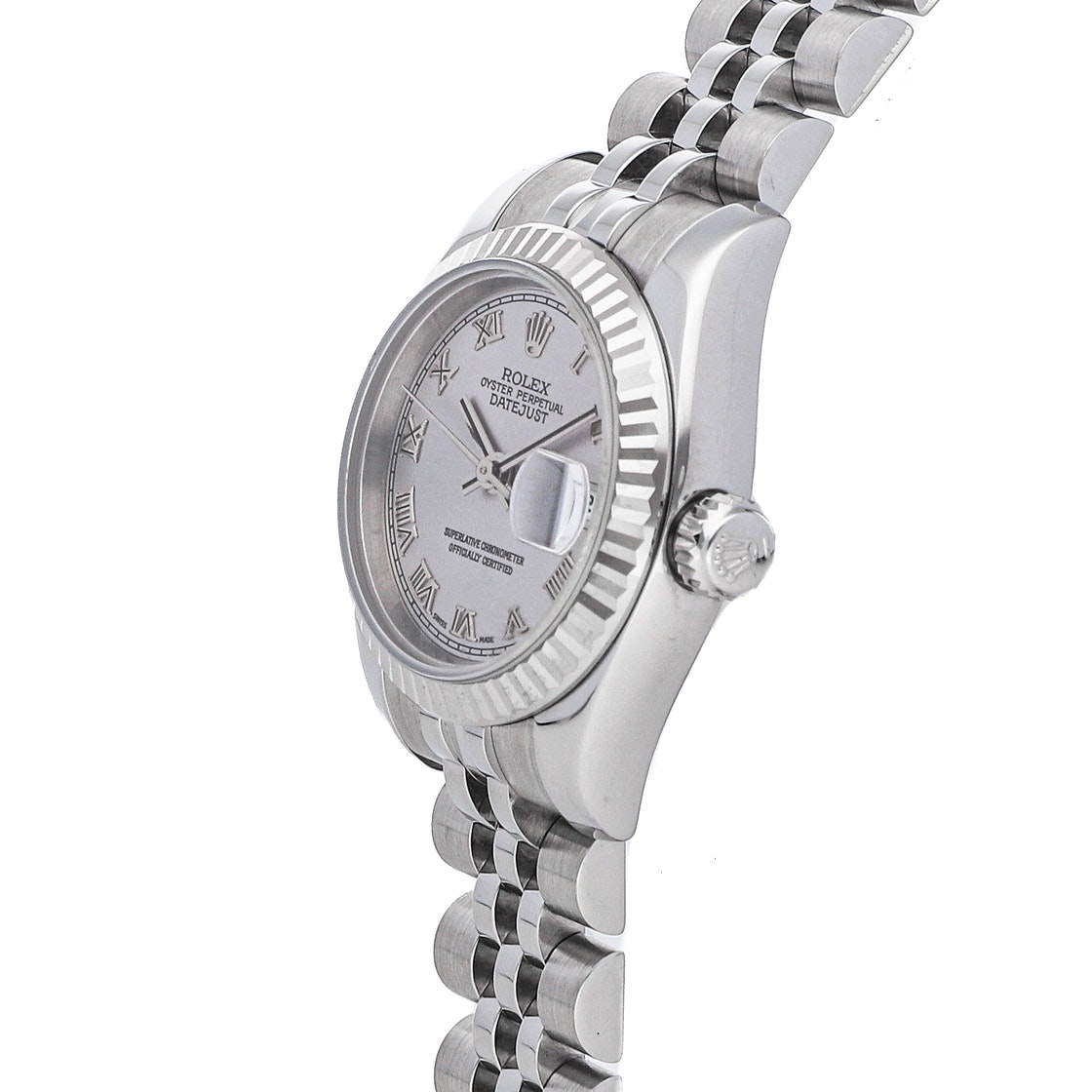 

Rolex Silver 18k White Gold And Stainless Steel Datejust 179174 Women's Wristwatch 26 MM