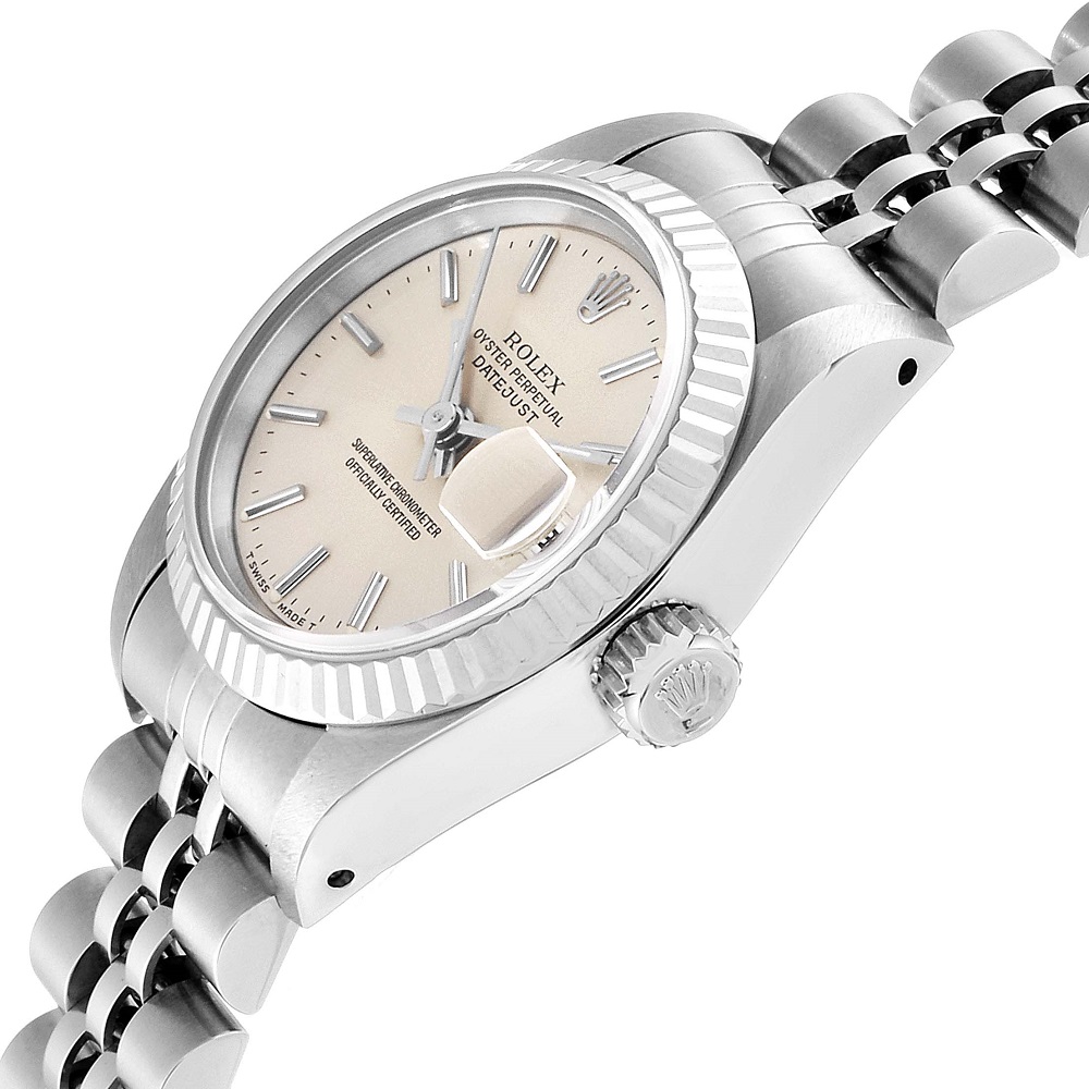 

Rolex Silver 18k White Gold And Stainless Steel Datejust 69174 Women's Wristwatch 26 MM