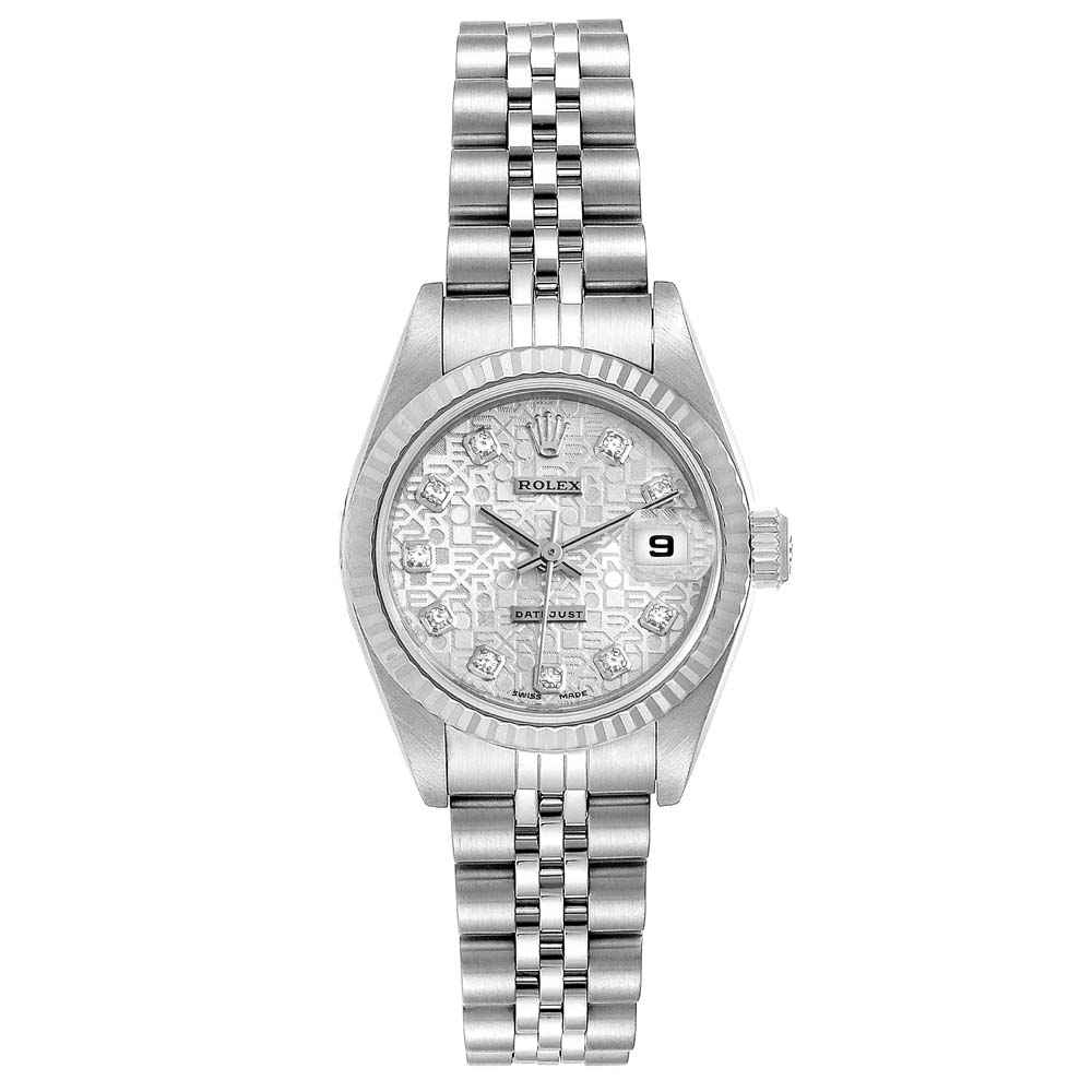 ROLEX SILVER DIAMONDS 18K WHITE GOLD AND STAINLESS STEEL DATEJUST 79174 WOMEN'S WRISTWATCH 26 MM