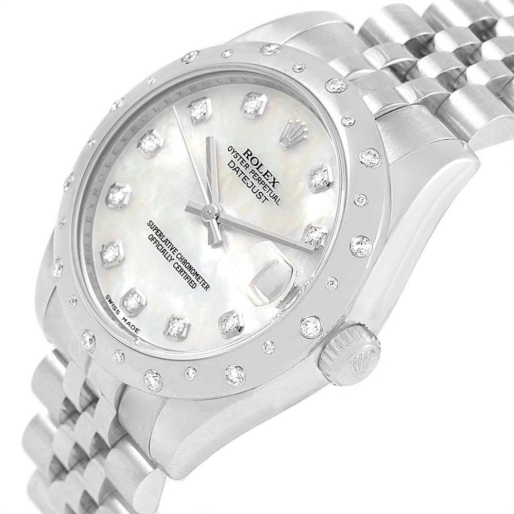 

Rolex MOP Diamonds Stainless Steel Datejust, White