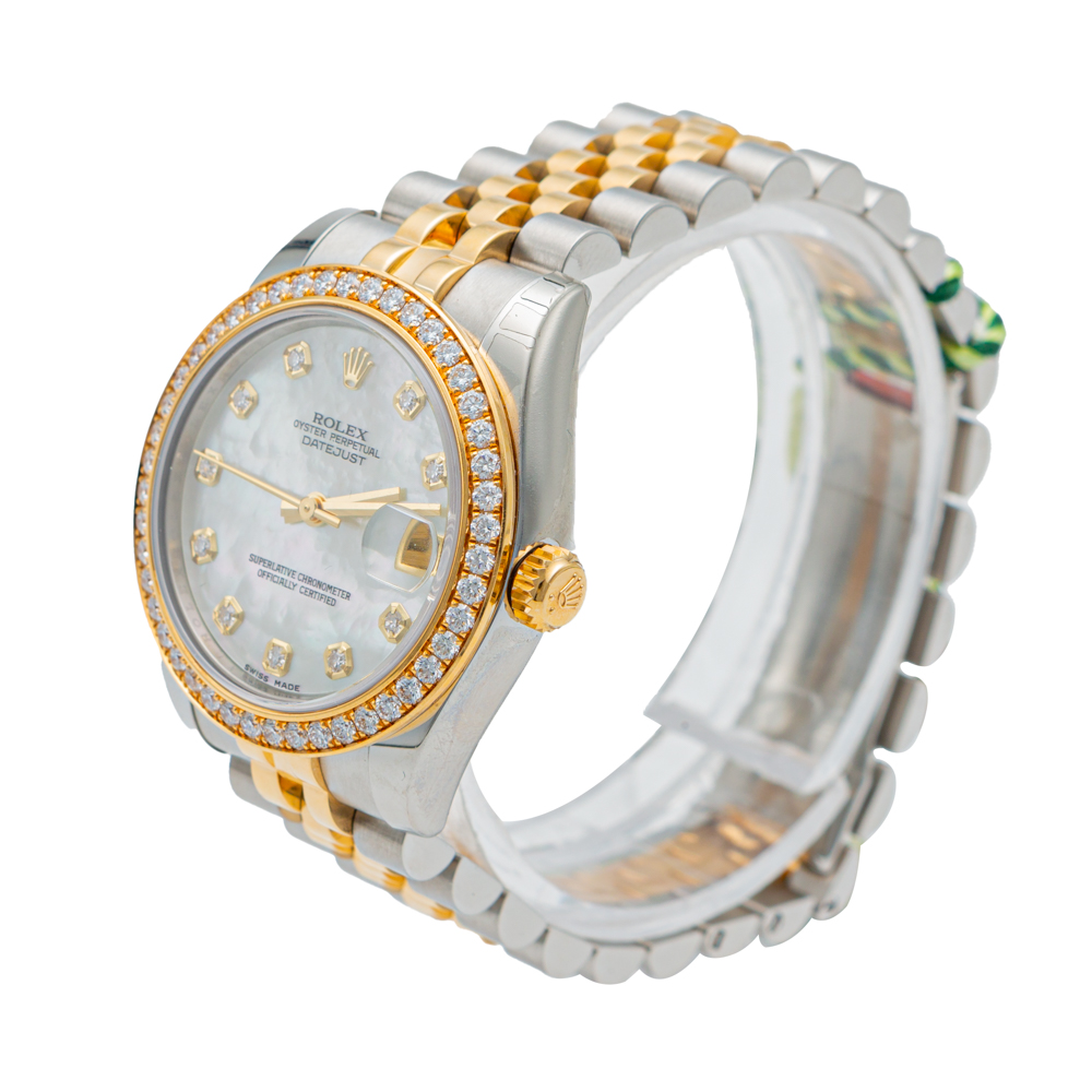 

Rolex Datejust White Mother of Pearl Steel & Yellow Gold Diamond Women's Watch