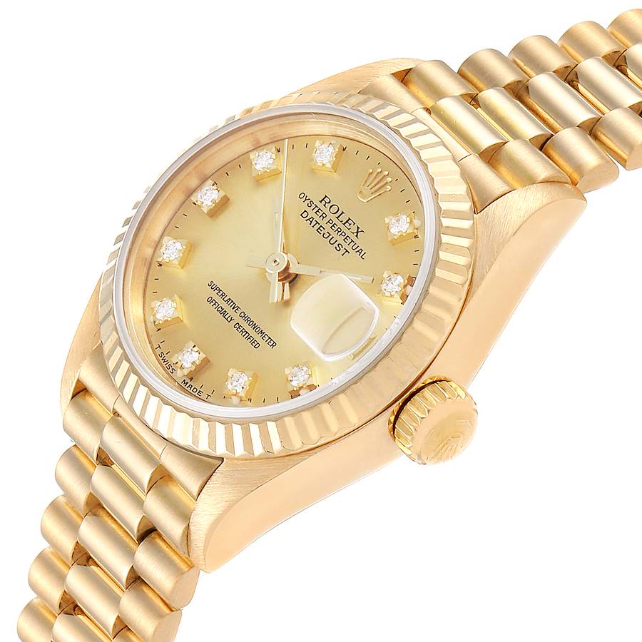 

Rolex Champagne Diamonds 18K Yellow Gold President Datejust 69178 Women's Wristwatch 26 MM