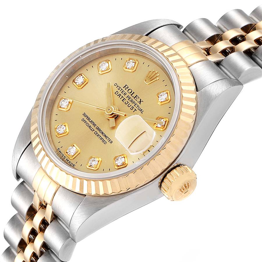 

Rolex Champagne Diamonds 18K Yellow Gold And Stainless Steel Datejust 69173 Women's Wristwatch 26 MM