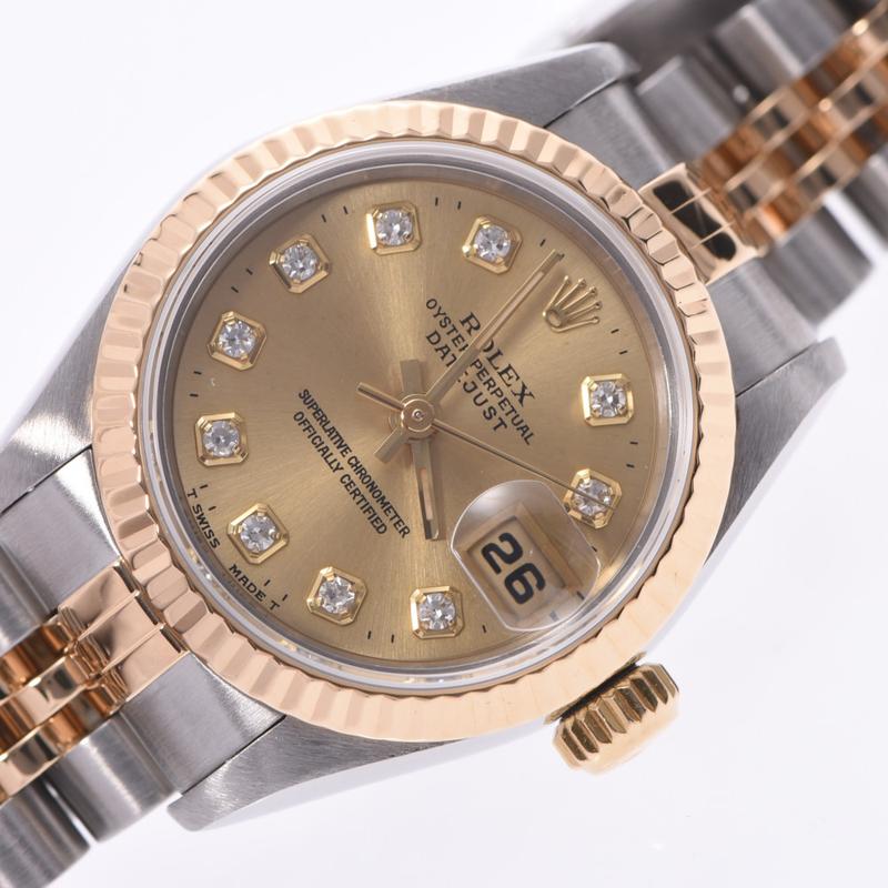 

Rolex Champagne Diamonds 18K Yellow Gold And Stainless Steel Datejust 69173 Women's Wristwatch 26 MM