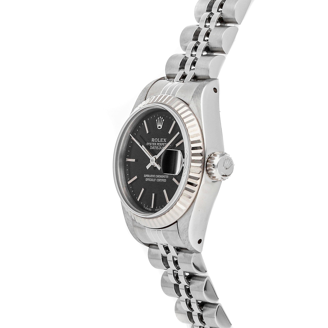 

Rolex Black 18K White Gold And Stainless Steel Datejust 69174 Women's Wristwatch 26 MM