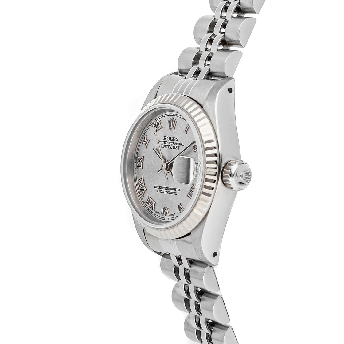 

Rolex Silver 18K White Gold And Stainless Steel Datejust 69174 Women's Wristwatch 26 MM