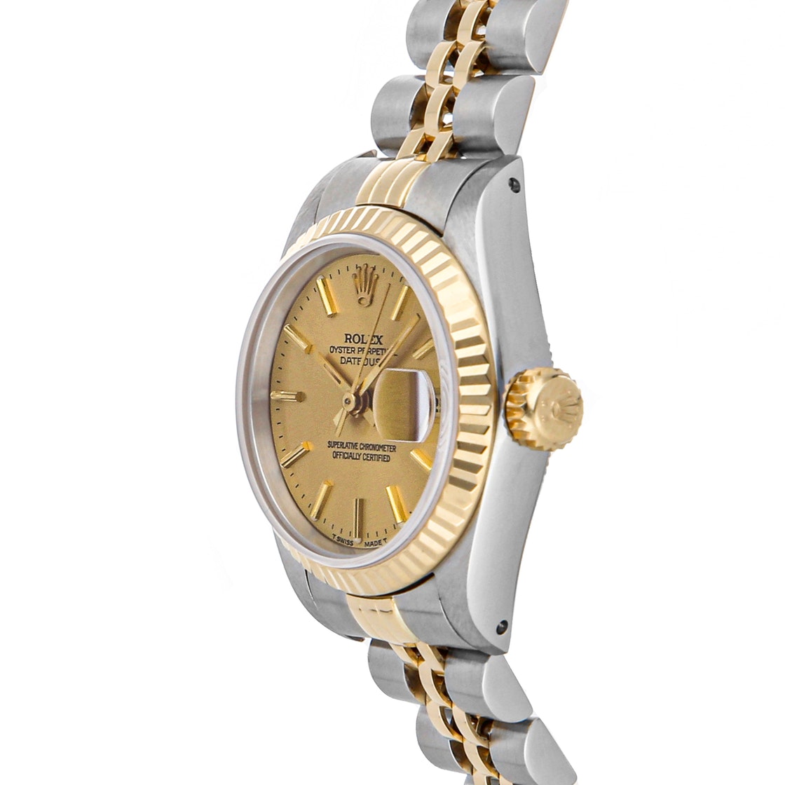 

Rolex Champagne 18K Yellow Gold And Stainless Steel Datejust 69173 Women's Wristwatch 26 MM