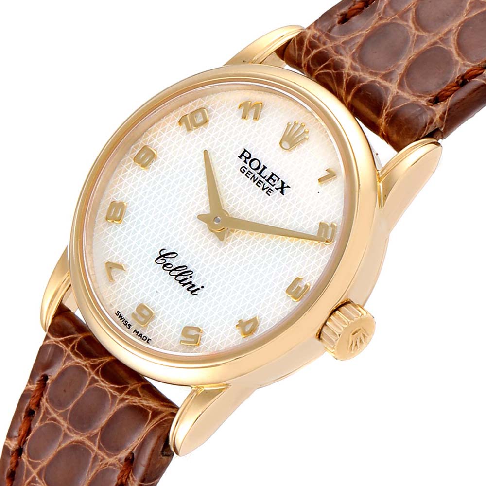 

Rolex Silver 18k Yellow Gold Cellini Classic 6110 Women's Wristwatch 26 MM