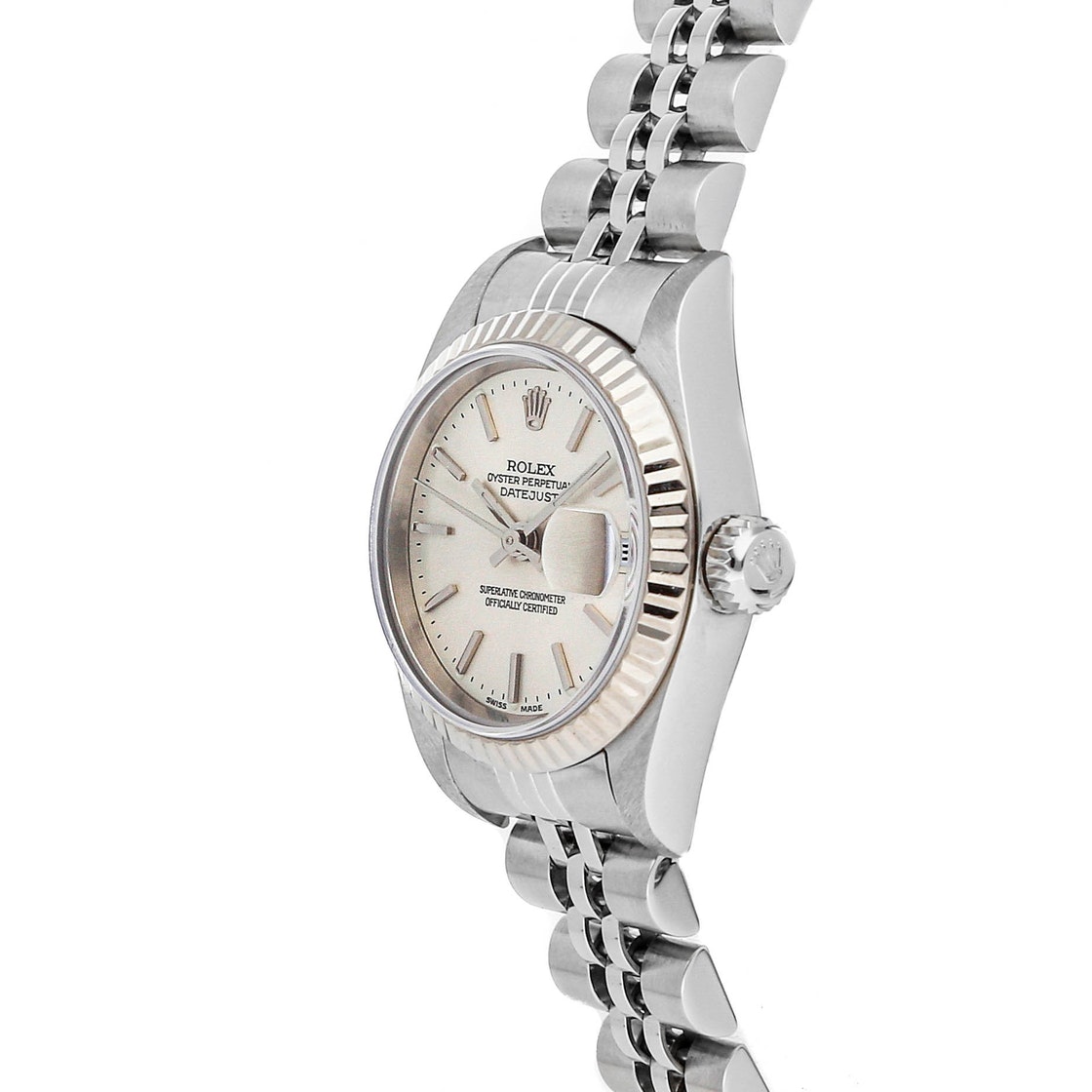 

Rolex Silver 18K White Gold And Stainless Steel Datejust 79174 Women's Wristwatch 26 MM