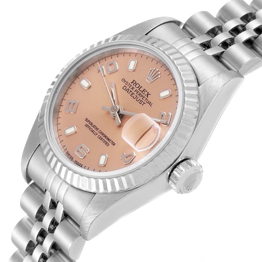 

Rolex Salmon 18K White Gold And Stainless Steel Datejust 69174 Women's Wristwatch 26 MM, Pink