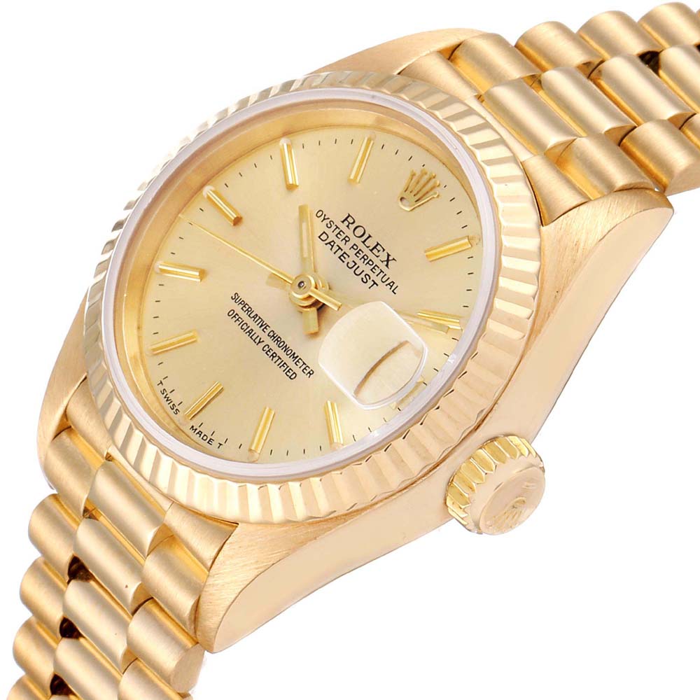 

Rolex Champagne 18K Yellow Gold President Datejust 69178 Women's Wristwatch 26 MM