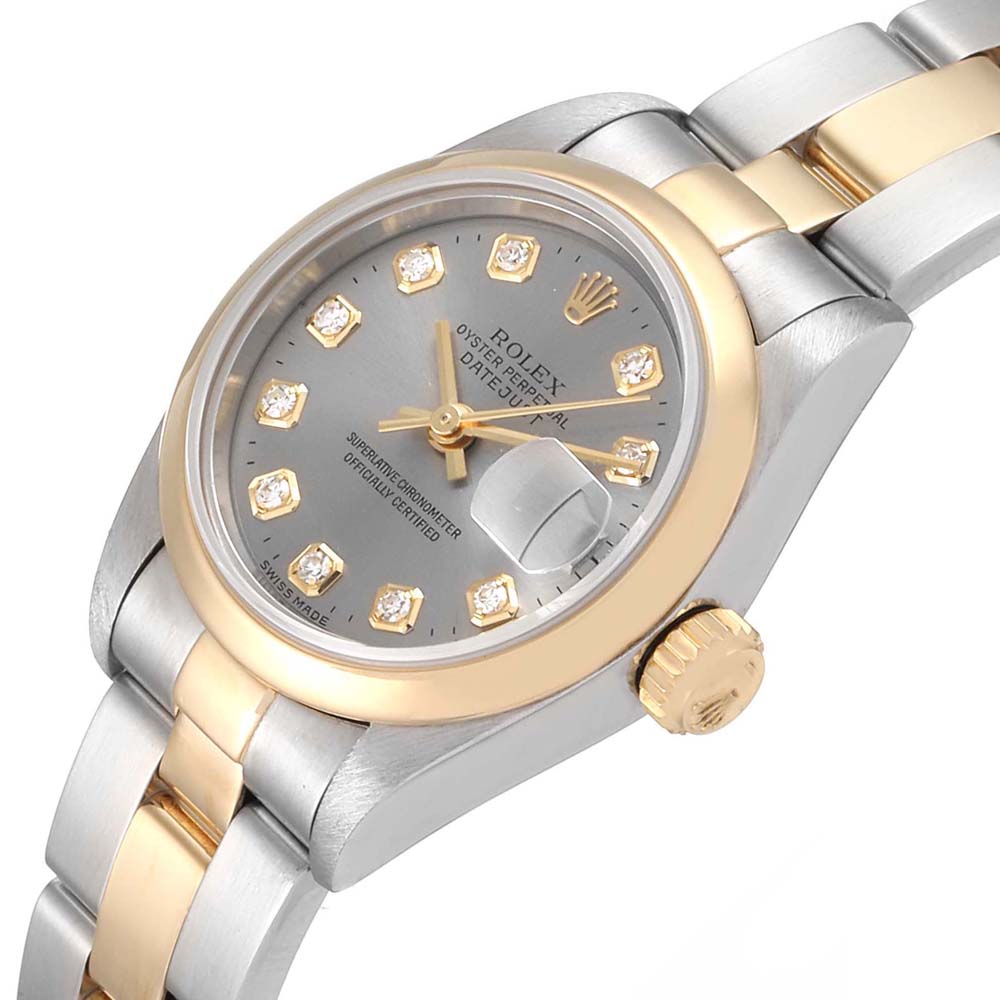 

Rolex Grey Diamonds 18K Yellow Gold And Stainless Steel Datejust 69163 Women's Wristwatch 26 MM