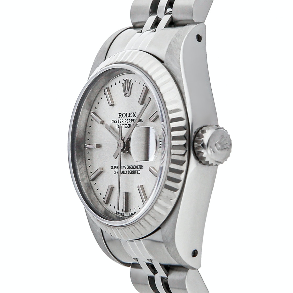 

Rolex Silver 18K White Gold And Stainless Steel Datejust 69174 Women's Wristwatch 26 MM
