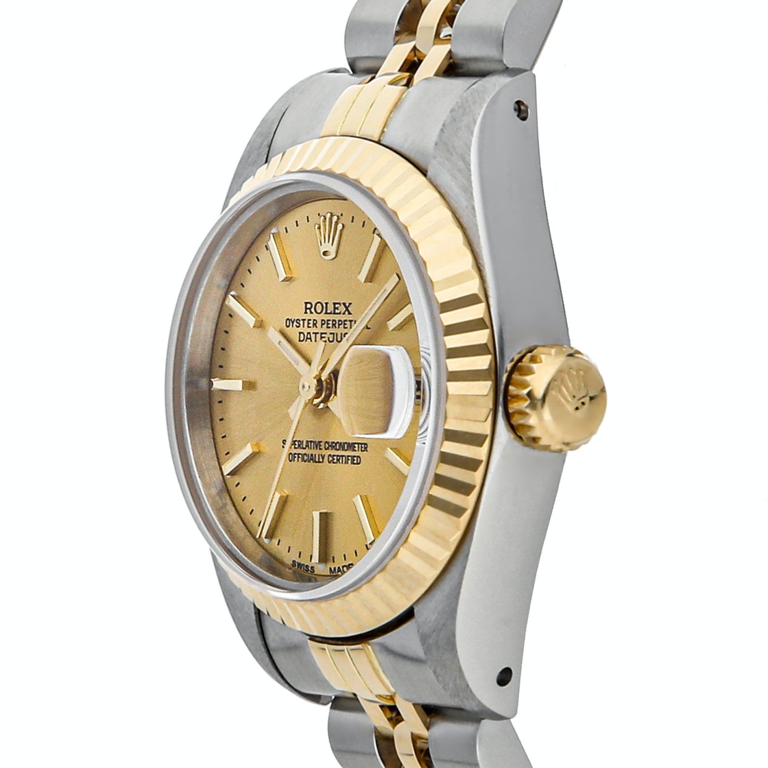 

Rolex Champagne 18K Yellow Gold And Stainless Steel Datejust 69173 Women's Wristwatch 26 MM