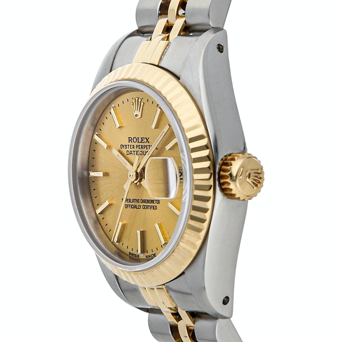 

Rolex Champagne 18K Yellow Gold And Stainless Steel Datejust 69173 Women's Wristwatch 26 MM