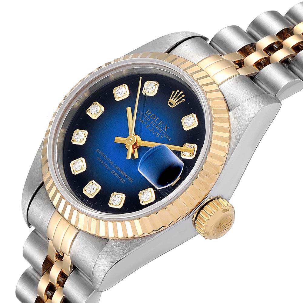 

Rolex Black Diamonds 18K Yellow Gold And Stainless Steel Datejust 69173 Women's Wristwatch 26 MM