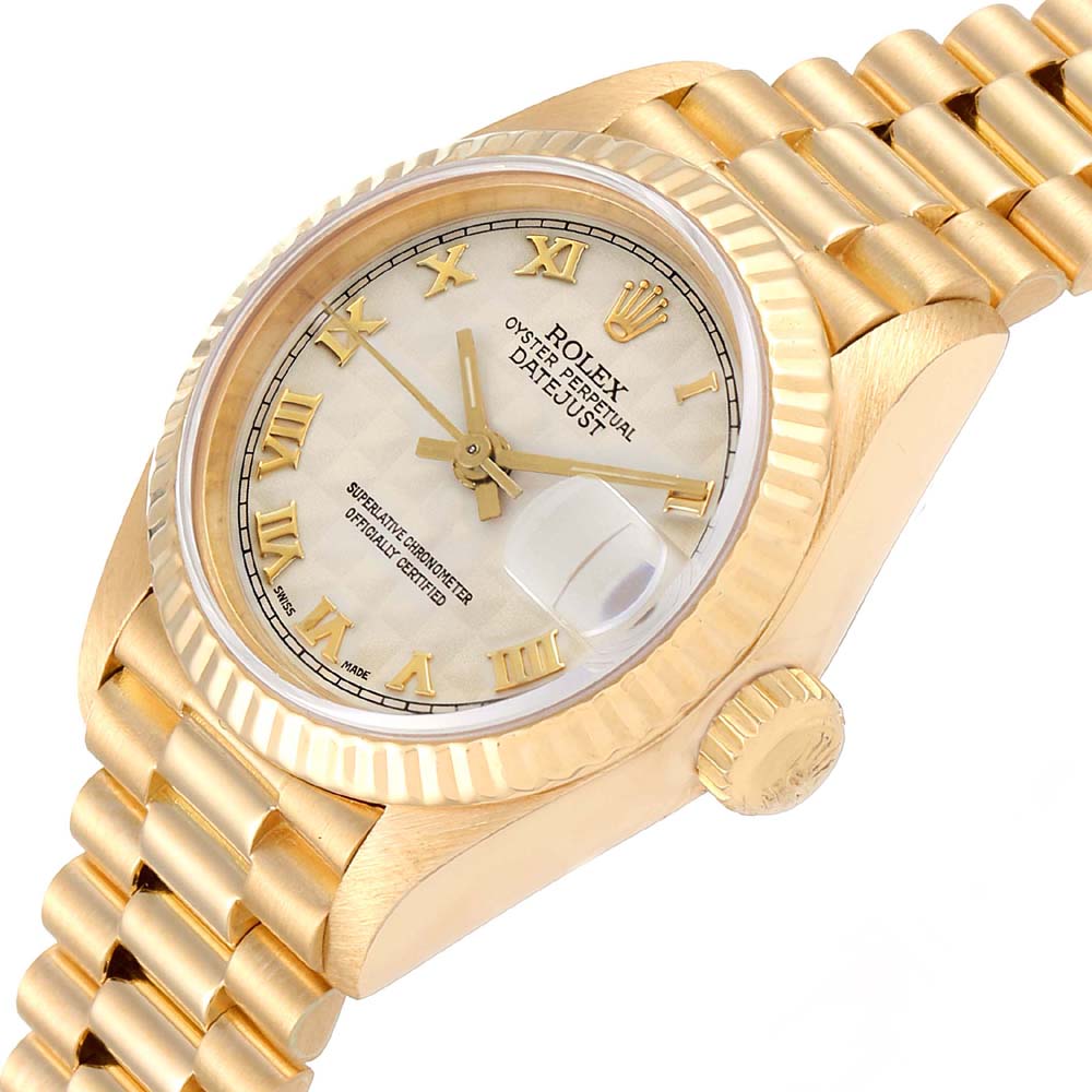 

Rolex Silver 18K Yellow Gold President Datejust 69178 Women's Wristwatch 26 MM