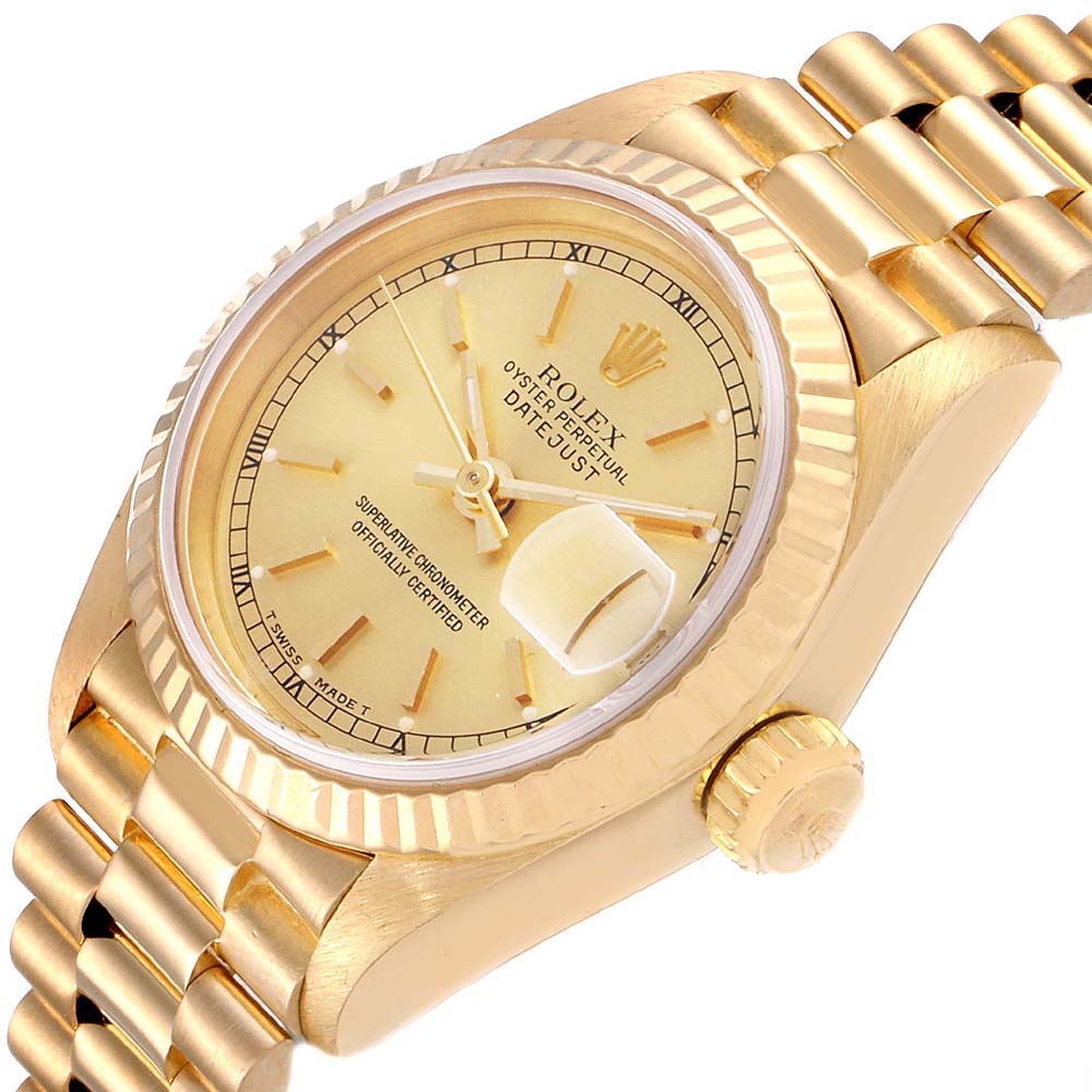 

Rolex Champagne 18K Yellow Gold President Datejust 69178 Women's Wristwatch 26 MM