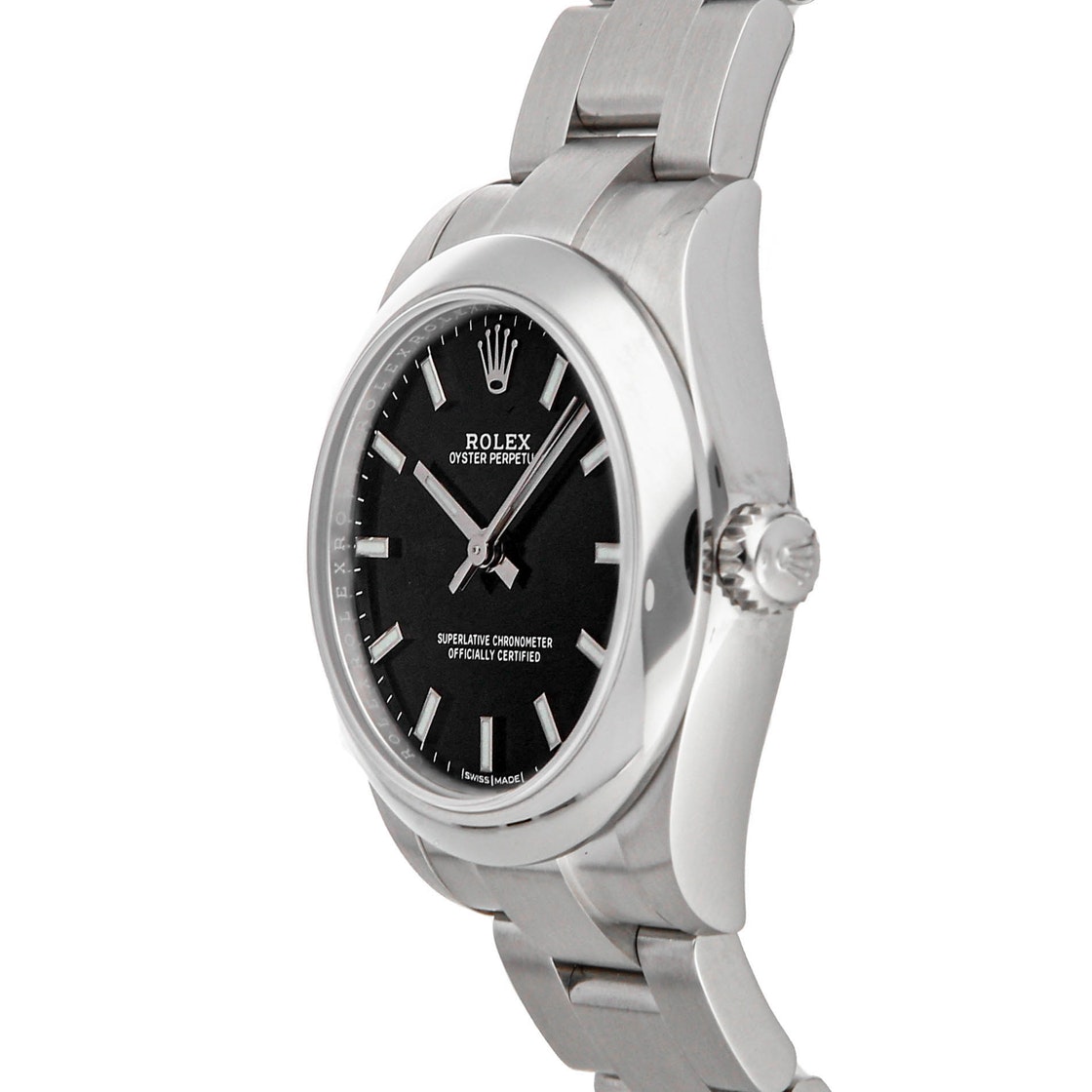 

Rolex Black Stainless Steel Oyster Perpetual 177200 Women's Wristwatch 31 MM