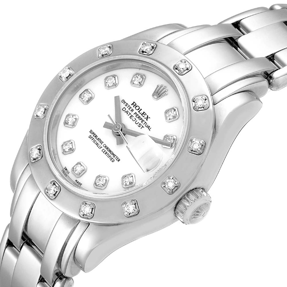 

Rolex White Diamonds 18K White Gold Pearlmaster 80319 Women's Wristwatch 29 MM