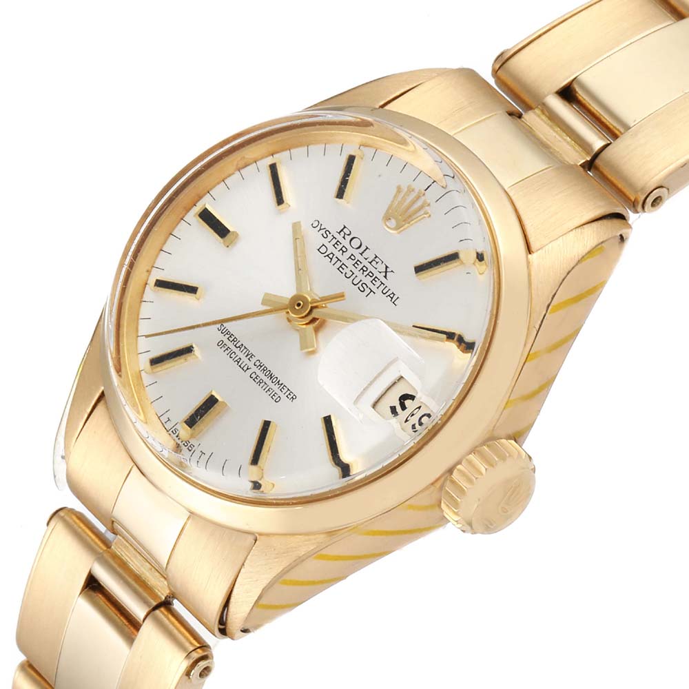 

Rolex Silver 18k Yellow Gold President Datejust 6517 Women's Wristwatch 26 MM