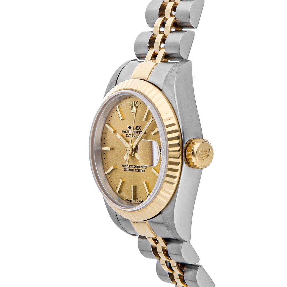 

Rolex Champagne 18K Yellow Gold And Stainless Steel Datejust 69173 Women's Wristwatch 26 MM